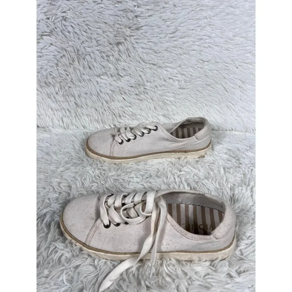 Vionic Shoes Womens Size 7 Off White Canvas Hattie Lace Up Espadrille Sneakers
